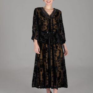 V Neck Burn Velvet Dress - Brand: GUMANIZE - Women & Kids, Baby Clothes Wholesale - TheBS Women