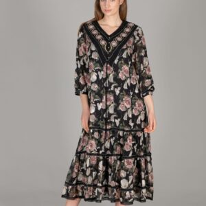 Round Neck Embroidered Chiffon Dress - Brand: GUMANIZE - Women & Kids, Baby Clothes Wholesale - TheBS Women