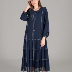 Ruffle Neck Chiffon Dress - Brand: GUMANIZE - Women & Kids, Baby Clothes Wholesale - TheBS Women