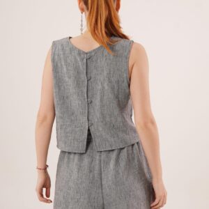 Back Button Detailed Blouse And Shorts With Pockets Double WholesaleSuit - Brand: Lustrin - Women & Kids, Baby Clothes Wholesale - TheBS Women