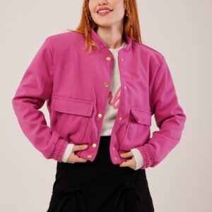 Gold Buttoned Cashmere WholesaleBomber Jacket - Brand: Lustrin - Women & Kids, Baby Clothes Wholesale - TheBS Women