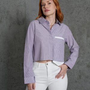 Long Pocket Striped Purple Wholesale Shirt - Brand: Lustrin - Women & Kids, Baby Clothes Wholesale - TheBS Women