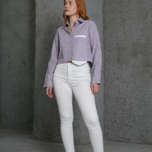 Long Pocket Striped Purple Wholesale Shirt - Brand: Lustrin - Women & Kids, Baby Clothes Wholesale - TheBS Women