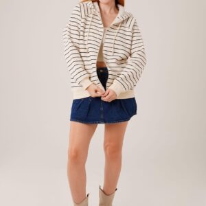 Wholesale Stone Cardigan With Hooded Zipper Stripes - Brand: Lustrin - Women & Kids, Baby Clothes Wholesale - TheBS Women