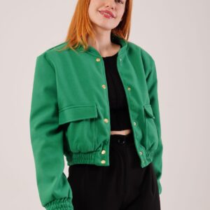 Gold Buttoned Cashmere WholesaleBomber Jacket - Brand: Lustrin - Women & Kids, Baby Clothes Wholesale - TheBS Women