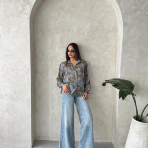 Shawl Pattern Satin Shirt - Khaki - Brand: Topshow - Women & Kids, Baby Clothes Wholesale - TheBS Women