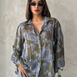 Shawl Pattern Satin Shirt - Khaki - Brand: Topshow - Women & Kids, Baby Clothes Wholesale - TheBS Women