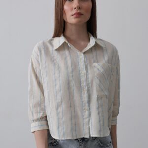Striped Short Shirt - - Beige - Brand: Reyon - Women & Kids, Baby Clothes Wholesale - TheBS Women