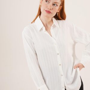 Silver Striped ButtonedWholesale Shirt - Brand: Lustrin - Women & Kids, Baby Clothes Wholesale - TheBS Women