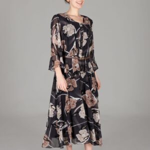 Round Neck Empirme Dress - Multicolor - Brand: GUMANIZE - Women & Kids, Baby Clothes Wholesale - TheBS Women