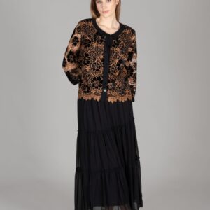 Round Neck Embroidered Velvet Jacket Chiffon Skirt - Multicolor - Brand: GUMANIZE - Women & Kids, Baby Clothes Wholesale - TheBS Women