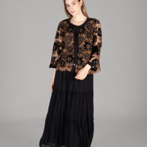 Round Neck Embroidered Velvet Jacket Chiffon Skirt - Multicolor - Brand: GUMANIZE - Women & Kids, Baby Clothes Wholesale - TheBS Women