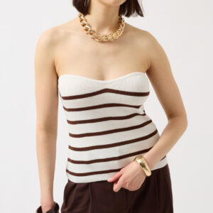 Striped Strapless Textured Blouse - White - Brand: Black Fashion - Women & Kids, Baby Clothes Wholesale - TheBS Women