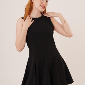 Wholesale Black Mini Dress With Zero Sleeve Pleated - Brand: Lustrin - Women & Kids, Baby Clothes Wholesale - TheBS Women