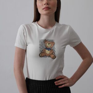 Print Detailed Tshirt - Ecru - Brand: Reyon - Women & Kids, Baby Clothes Wholesale - TheBS Women