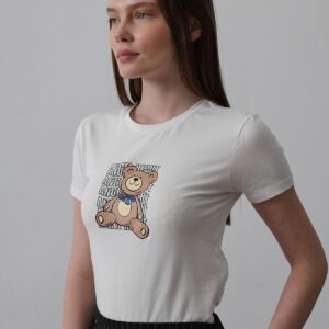 Print Detailed Tshirt - Ecru - Brand: Reyon - Women & Kids, Baby Clothes Wholesale - TheBS Women