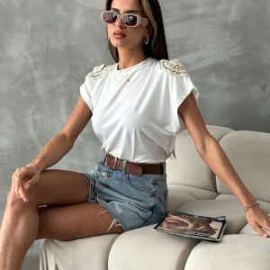 Lace Shoulder T-Shirt - Brand: Topshow - Women & Kids, Baby Clothes Wholesale - TheBS Women