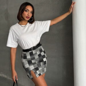 Grey Black Plaid Above Knee Wholesale Skirt - Brand: Topshow - Women & Kids, Baby Clothes Wholesale - TheBS Women