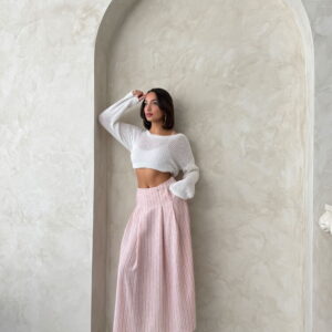 Striped Linen Skirt - Powder - Brand: Topshow - Women & Kids, Baby Clothes Wholesale - TheBS Women