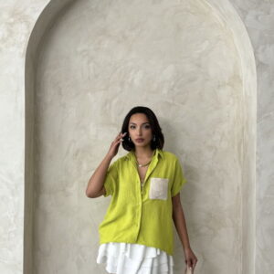 Linen Raw Pocket Applique Pocket Linen Wholesale Shirt - Brand: Topshow - Women & Kids, Baby Clothes Wholesale - TheBS Women