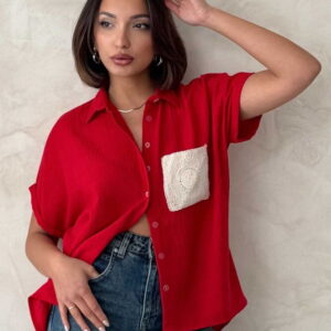 Linen Raw Pocket Applique Pocket Linen Wholesale Shirt - Brand: Topshow - Women & Kids, Baby Clothes Wholesale - TheBS Women