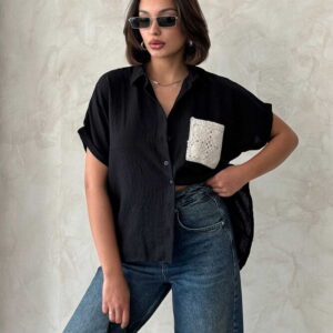 Linen Raw Pocket Applique Pocket Linen Wholesale Shirt - Brand: Topshow - Women & Kids, Baby Clothes Wholesale - TheBS Women