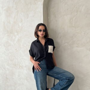 Linen Raw Pocket Applique Pocket Linen Wholesale Shirt - Brand: Topshow - Women & Kids, Baby Clothes Wholesale - TheBS Women