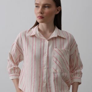 Striped Short Shirt - Beige - Brand: Reyon - Women & Kids, Baby Clothes Wholesale - TheBS Women