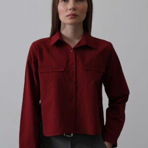 Long Sleeve Shirt With Pockets - Burgundy - Brand: Reyon - Women & Kids, Baby Clothes Wholesale - TheBS Women