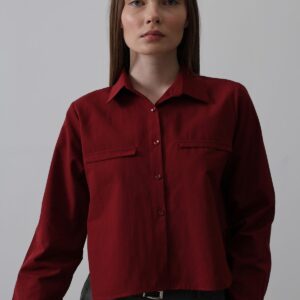 Long Sleeve Shirt With Pockets - Burgundy - Brand: Reyon - Women & Kids, Baby Clothes Wholesale - TheBS Women