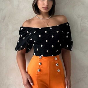 Gipe Detailed Patterned Chiffon Wholesale Blouse - Brand: Topshow - Women & Kids, Baby Clothes Wholesale - TheBS Women