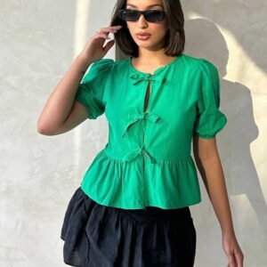 Front Tie Poplin Wholesale Blouse - Brand: Topshow - Women & Kids, Baby Clothes Wholesale - TheBS Women