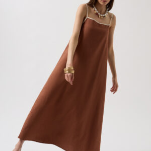 Stripe Detail Linen Maxi Dress - Brand: Black Fashion - Women & Kids, Baby Clothes Wholesale - TheBS Women