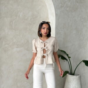 Front Tie Embroidered Blouse - Brand: Topshow - Women & Kids, Baby Clothes Wholesale - TheBS Women