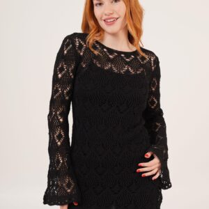 Openwork Boat Neck WholesaleDress - Brand: Lustrin - Women & Kids, Baby Clothes Wholesale - TheBS Women