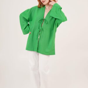 Front Tie Up Detailed Spanish Sleeve WholesaleTunic - Brand: Lustrin - Women & Kids, Baby Clothes Wholesale - TheBS Women