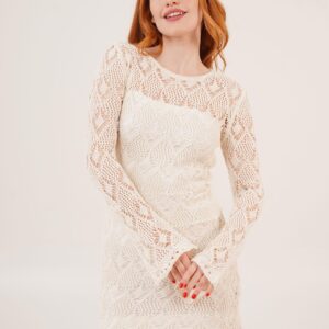 Openwork Boat Neck WholesaleDress - Brand: Lustrin - Women & Kids, Baby Clothes Wholesale - TheBS Women