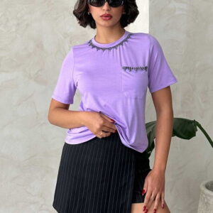 Stone Chain Detailed Wholesale T-Shirt - Brand: Topshow - Women & Kids, Baby Clothes Wholesale - TheBS Women