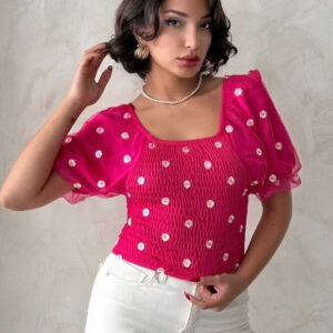 Gipe Detailed Patterned Chiffon Wholesale Blouse - Brand: Topshow - Women & Kids, Baby Clothes Wholesale - TheBS Women