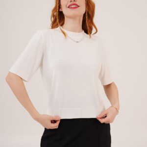 Half Sleeve Round Neck Lycra Wholesale SlimSweater Blouse - Brand: Lustrin - Women & Kids, Baby Clothes Wholesale - TheBS Women