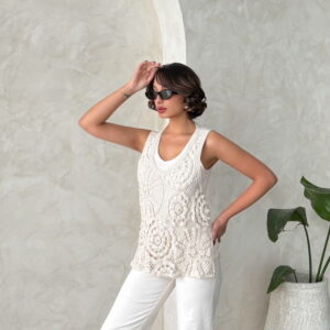 Pearl Lace Detailed Raw T-Shirt - Stone - Brand: Topshow - Women & Kids, Baby Clothes Wholesale - TheBS Women