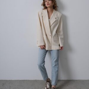 Oversize Blazer Jacket - Stone - Brand: Reyon - Women & Kids, Baby Clothes Wholesale - TheBS Women