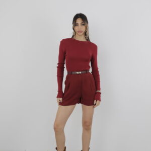 Ribbed Tight Sweater - Burgundy - Brand: Cream Rouge - Women & Kids, Baby Clothes Wholesale - TheBS Women