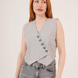 Triangle Cut WholesaleVest With V Neck Buttons - Brand: Lustrin - Women & Kids, Baby Clothes Wholesale - TheBS Women