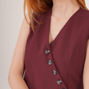 Triangle Cut Wholesale Burgundy Vest With V Neck Buttons - Brand: Lustrin - Women & Kids, Baby Clothes Wholesale - TheBS Women