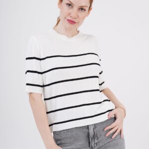 Striped Short SleeveWholesale Blouse - Brand: Lustrin - Women & Kids, Baby Clothes Wholesale - TheBS Women