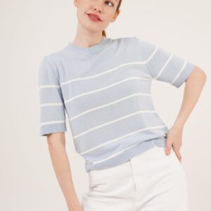 Striped Short Sleeve BabyWholesale Blouse - Brand: Lustrin - Women & Kids, Baby Clothes Wholesale - TheBS Women