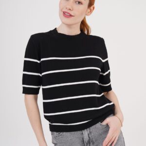 Striped Short SleeveWholesale Blouse - Brand: Lustrin - Women & Kids, Baby Clothes Wholesale - TheBS Women