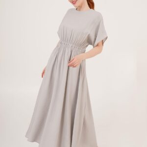 Elastic Waist Bat Sleeve Maxi Wholesale Gray Dress - Brand: Lustrin - Women & Kids, Baby Clothes Wholesale - TheBS Women