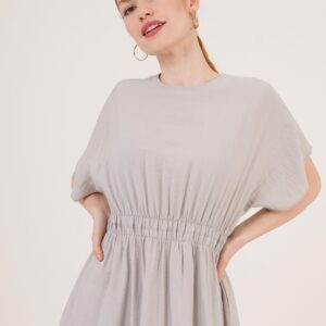 Elastic Waist Bat Sleeve Maxi Wholesale Gray Dress - Brand: Lustrin - Women & Kids, Baby Clothes Wholesale - TheBS Women